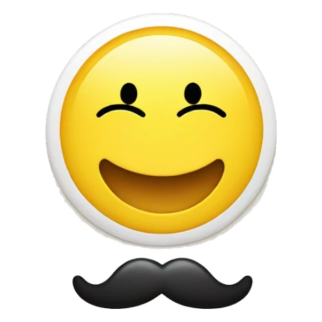 a yellow circle smiley face that has some milk brushed above the mouth so that looks like a mustache sticker