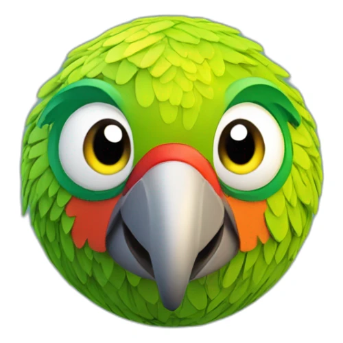 3d sphere with a cartoon Parrot skin texture with big childish eyes sticker