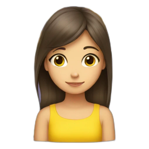 Yellow flowers with shy brunette girl sticker