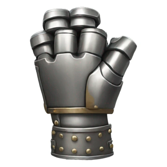 a metal gauntlet in a fist facing forward pointing upward sticker