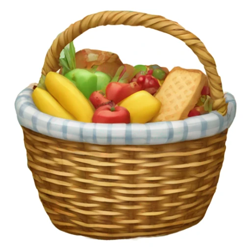 Wicker basket filled with picnic food sticker