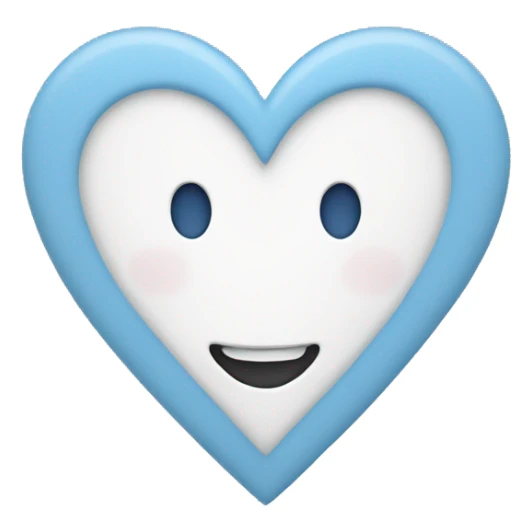 White and light blue heart emoji sticker