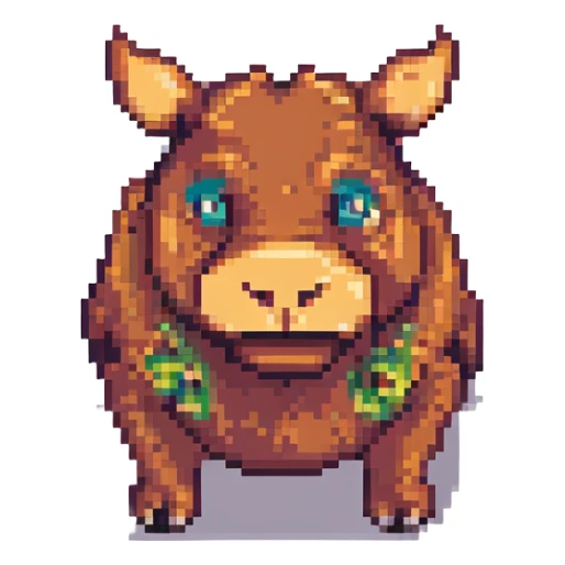 Pumbaa as a pixel art character, simplified shapes, retro video game look sticker
