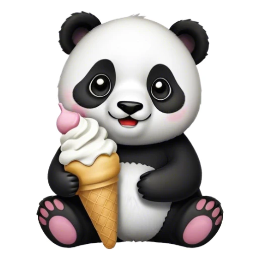 Panda eating ice cream sticker