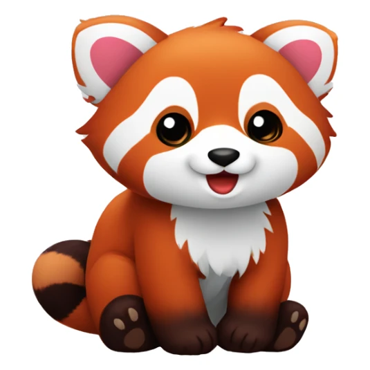 Red panda kawaii style happy with hearts sticker