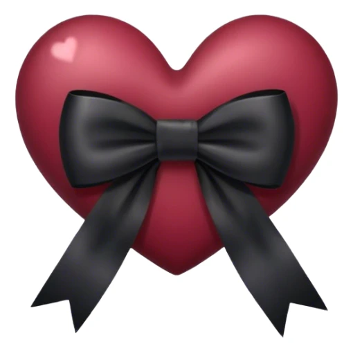 burgundy  heart with black bow sticker