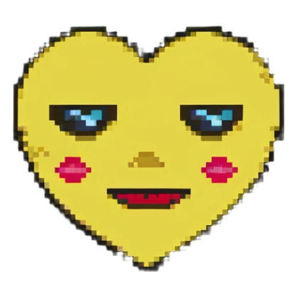 yellow face with heart eyes, classic pixel look emoji sticker