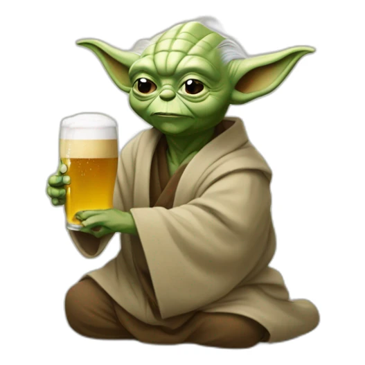 Yoda qui boi une biere sticker