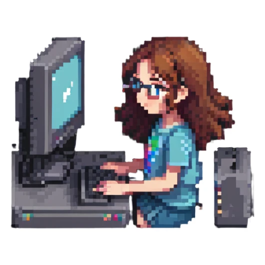 chica con computadora sticker