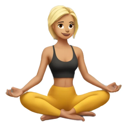 The blonde does yoga on a mat with a view of the mountains sticker