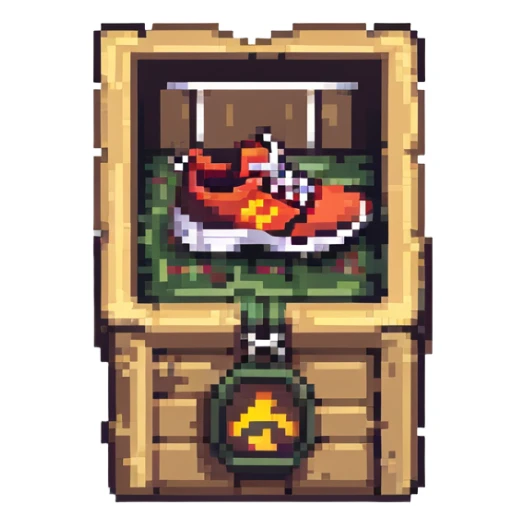 2d power up crate with a running shoe symbol for speed boost sticker