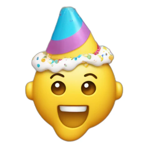 partying face blowing popper, party popper, birthday cake sticker