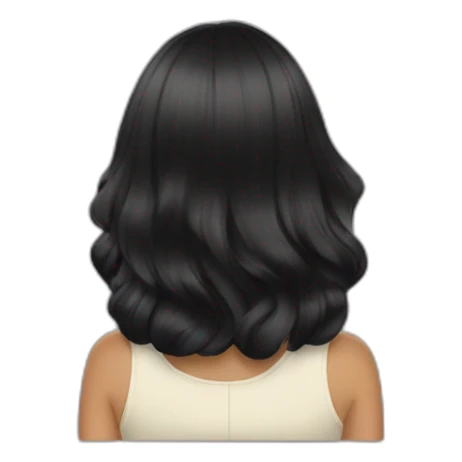 back view of a blac-hair girl reading sticker