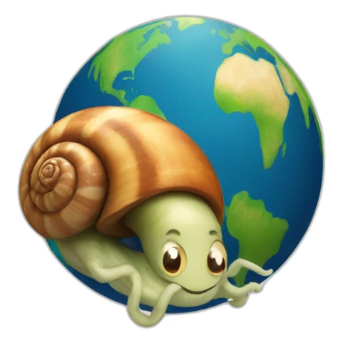 planet Earth with a cartoon pensive snail face sticker
