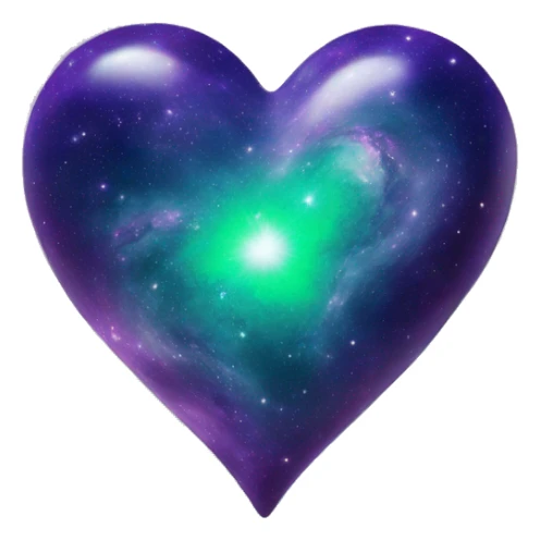 green and purple galaxy heart sticker