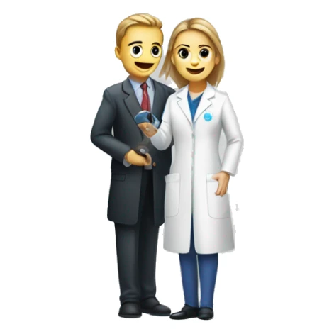 Salesperson visiting a scientist which is doing genome sequencing sticker