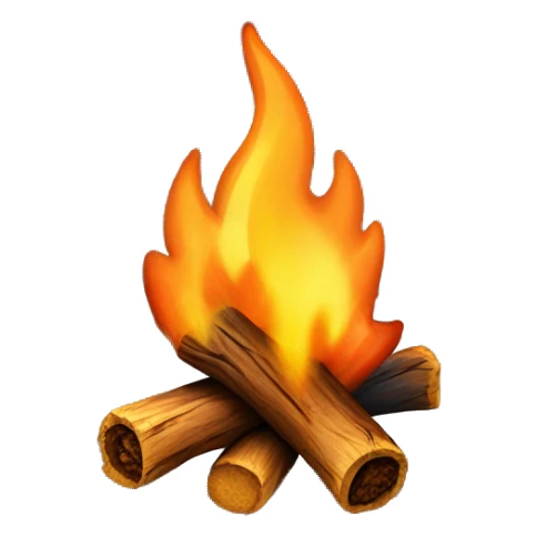 Bonfire: A small, crackling bonfire with soft flames and a hint of glowing embers. sticker