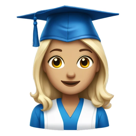 Graduating in a blue white dress sticker