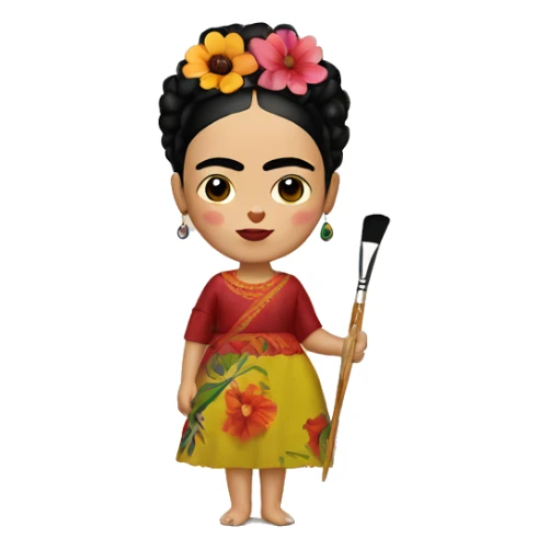 body frida kahlo kid with paintbrush sticker
