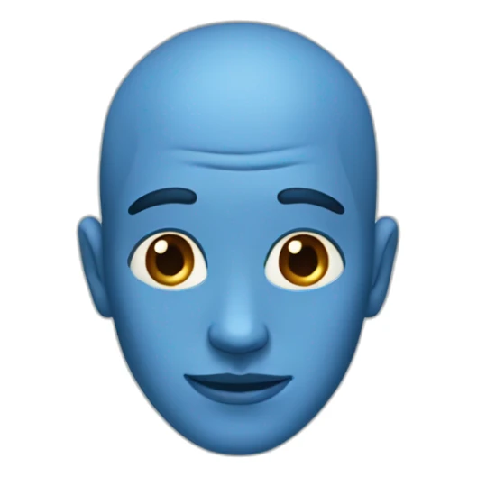a man with out hair and with a blue skin sticker