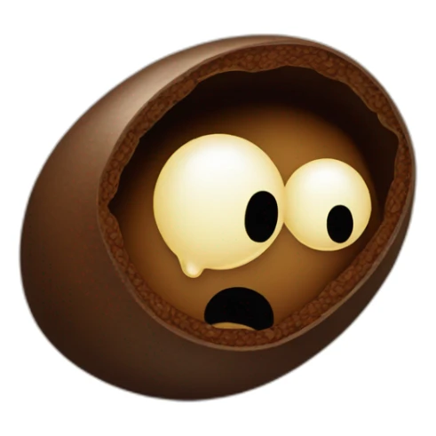 a coffee bean with a face, falling to its knees, looking upward with a grief-stricken face, asking "WHY??!??!!" sticker