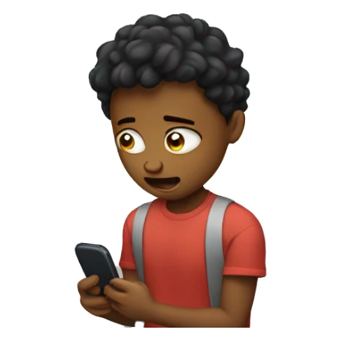 Teen crying looking at phone  sticker