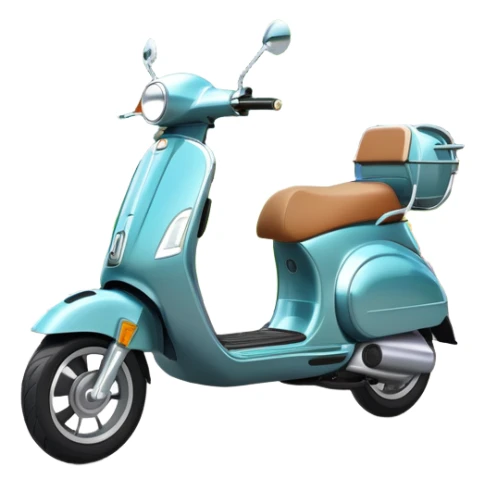 An icon featuring a sleek scooter parked on a smooth city sidewalk. The background showcases a vibrant urban park with green trees, flower beds, and a clear sky. A sense of freedom and movement is captured, with the scooter ready for the next ride. Transparent background emphasizes the simplicity and fun of scootering. sticker