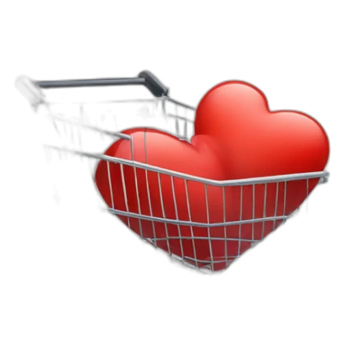 shopping thin cart with one big red heart inside sticker