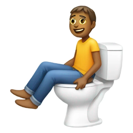 sitting on toilet sticker