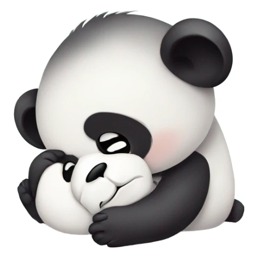 Sad baby panda dreaming about big panda sticker