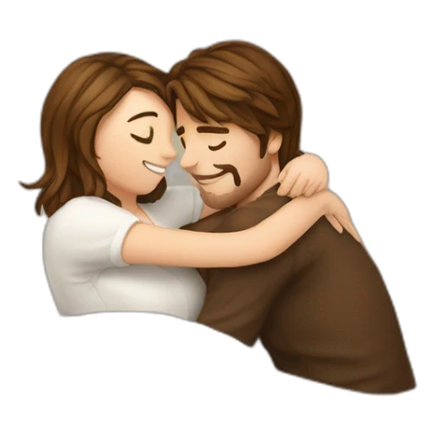europeans lovers with brown hairs hugging in comforter ball sticker