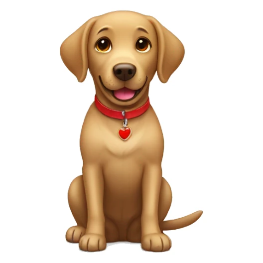 Happy sweet 6 year old light brown Labrador with a red collar  sticker