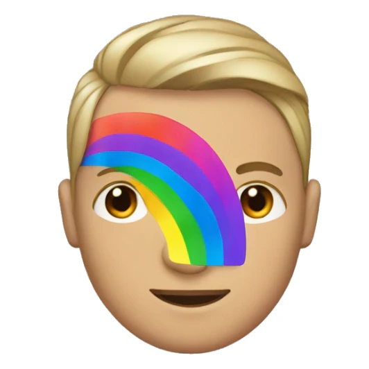 Individual white Gay man with rainbow hair sticker