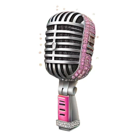 Orange and pink gradient microphone with rhinestones  sticker