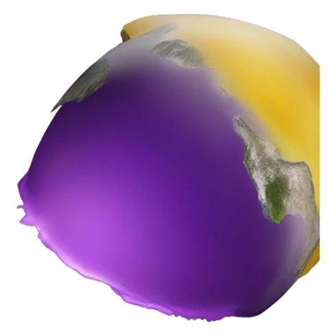 planet earth but purple and yellow, centered on reunion island sticker