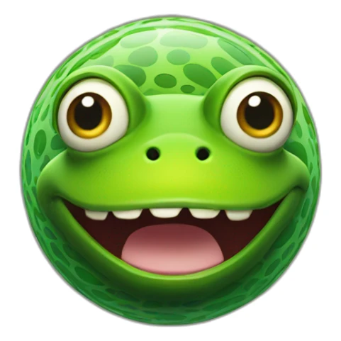 3d sphere with a cartoon frog skin texture with big childish eyes sticker