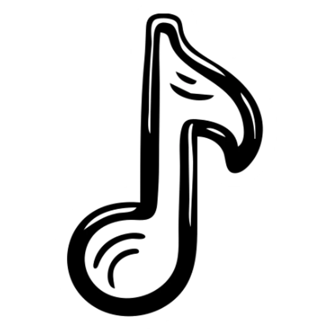 music icon, hand-drawn black outlined style sticker