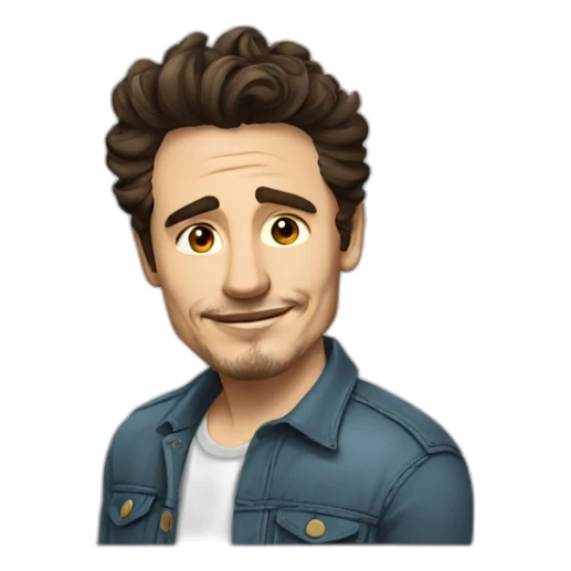 james franco cartoon wearing shirt sticker