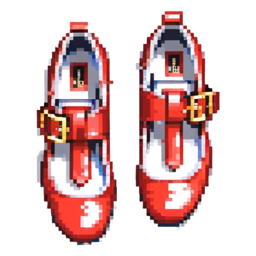 Sonic the Hedgehog's red shoes with white strap and gold buckle sticker