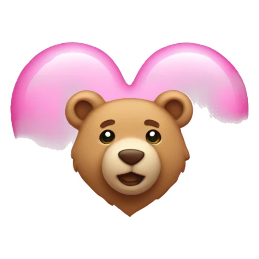 pink bright heart with a teddy bear sticker