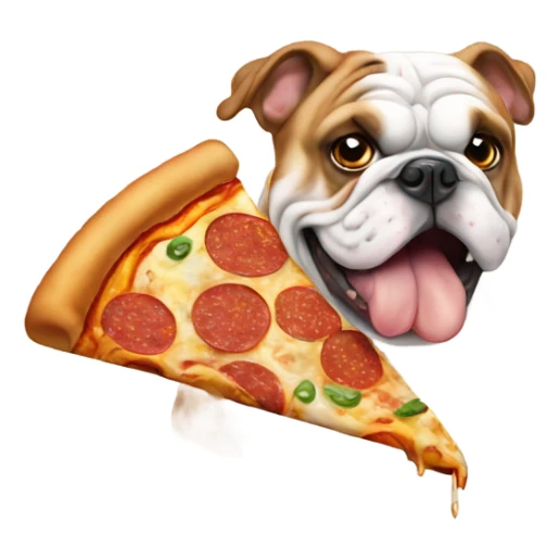 English bulldog eating pizza sticker