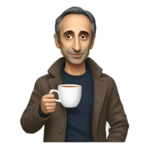 Eric Zemmour holding a cup of tea sticker