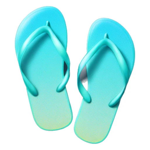 Realistic light blue gradient pair of summer flip flops isolated. sticker
