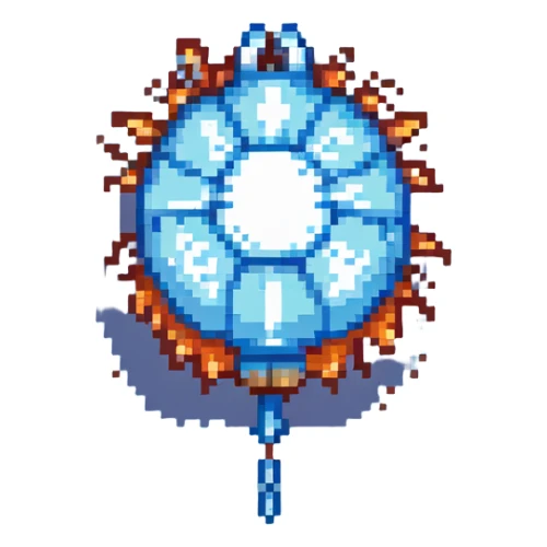 Power bomb, larger size, blue highlights, longer fuse, explosive appearance, pixel art style sticker