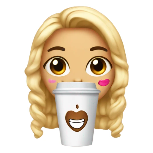 emojie w lashes n lipgloss holding a coffee sticker