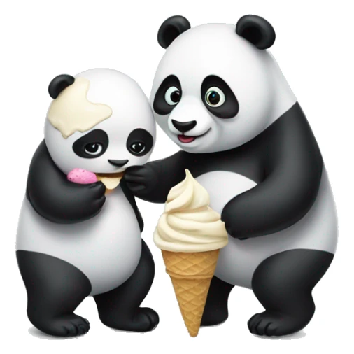 Panda eating ice cream with ugly girl sticker