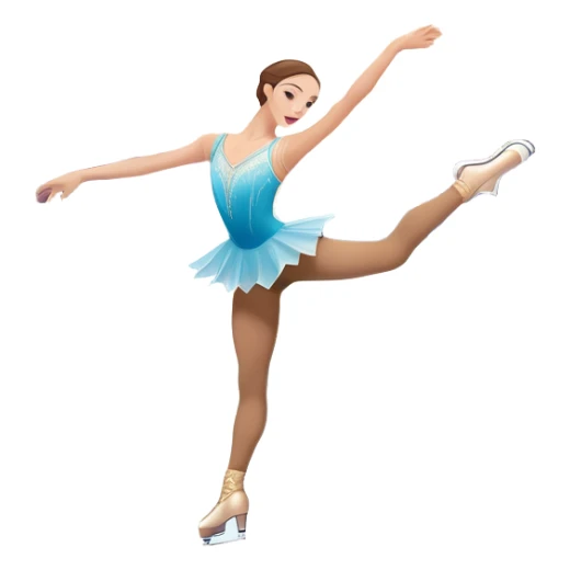 An colorful icon featuring a graceful figure skater performing a spin on the ice. The background includes a grand ice rink palace with shining spotlights and cheering spectators in the stands. Transparent background highlights the elegance and artistry of figure skating sticker