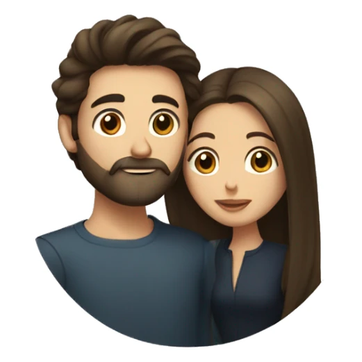 Brunette man with beard kissing brunette woman with long hair sticker