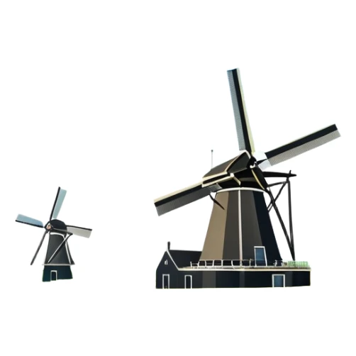 cinematic-realistic-kinderdijk-windmills-landmark-emoji,-showcasing-traditional-dutch-windmills-aligned-along-a-tranquil-canal,-with-lush-green-fields in a picture frame sticker