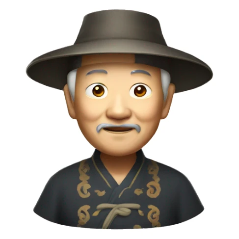 Old Chinese man with traditional Chinese hat sticker